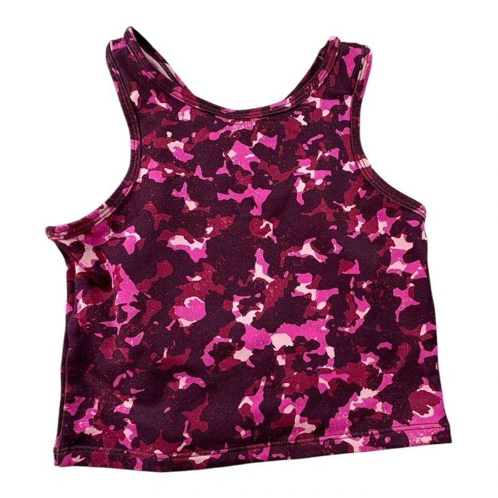 Zella‎ Girls Medium Camo Crop Tank Top Pink Purple Stretch